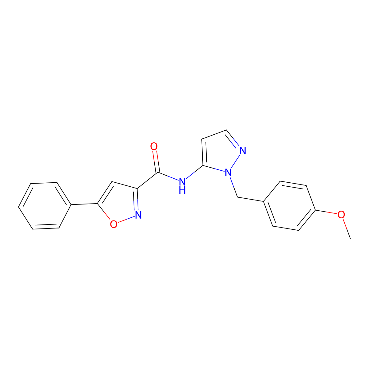 N-[1-(4-methoxybenzyl)-1H-pyrazol-5-yl]-5-phenyl-1,2-oxazole-3-carboxamide molecular structure, CAS 1171369-97-3