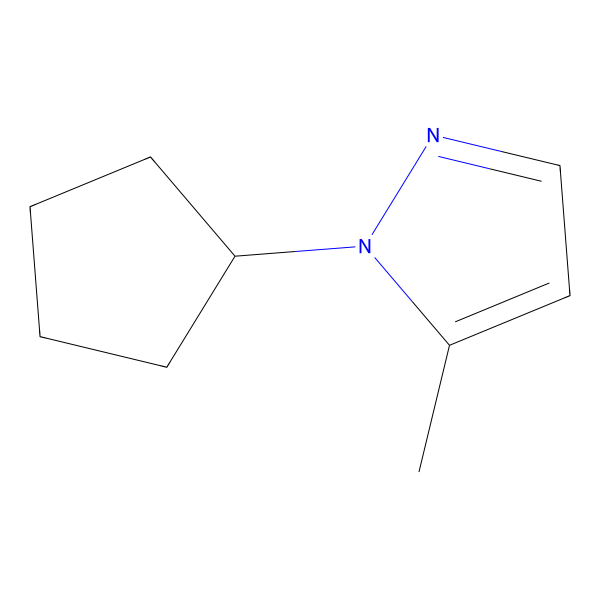 1-cyclopentyl-5-methyl-1H-pyrazole molecular structure, CAS 1171370-67-4