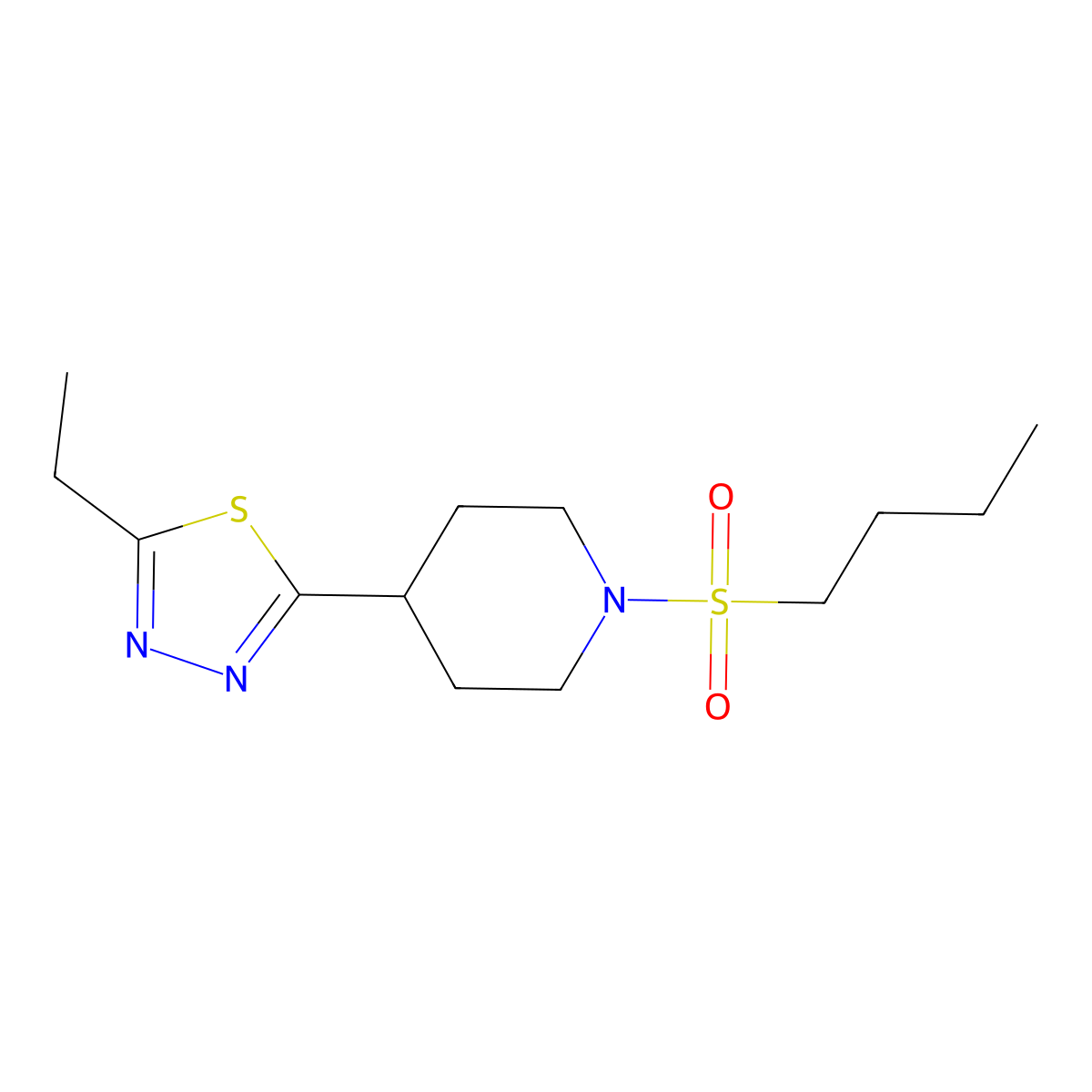 2-(1-(Butylsulfonyl)piperidin-4-yl)-5-ethyl-1,3,4-thiadiazole molecular structure, CAS 1171373-92-4
