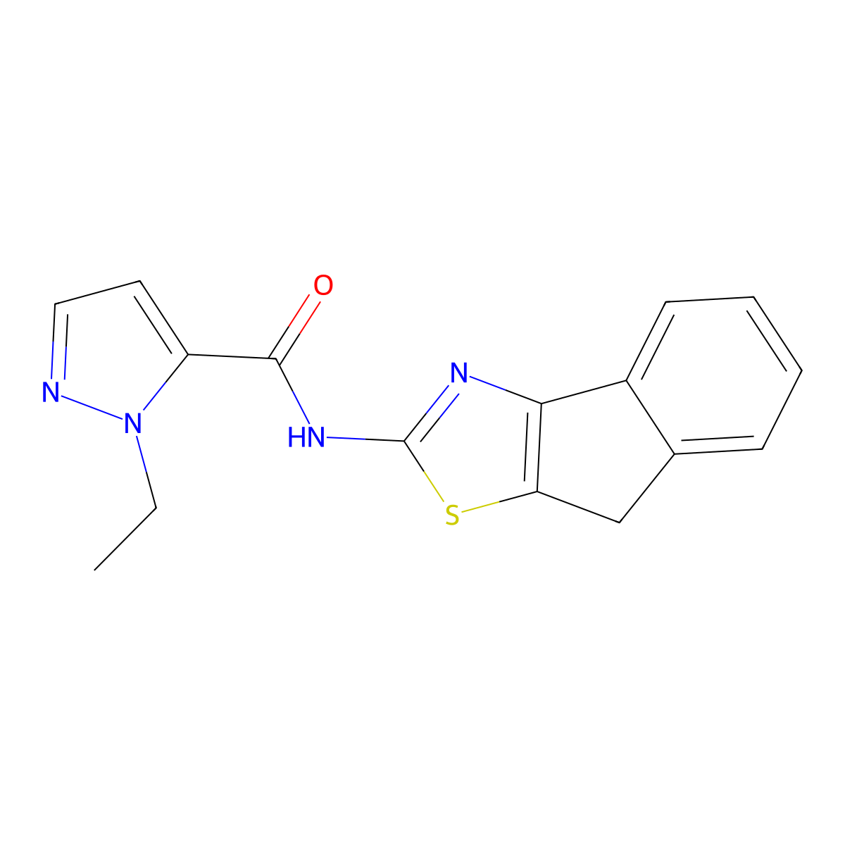 1-ethyl-N-(8H-indeno[1,2-d]thiazol-2-yl)-1H-pyrazole-5-carboxamide molecular structure, CAS 1171375-88-4