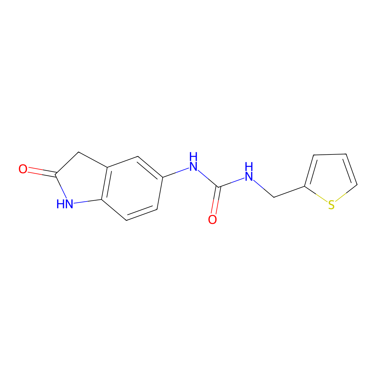 1-(2-Oxoindolin-5-yl)-3-(thiophen-2-ylmethyl)urea molecular structure, CAS 1171376-75-2