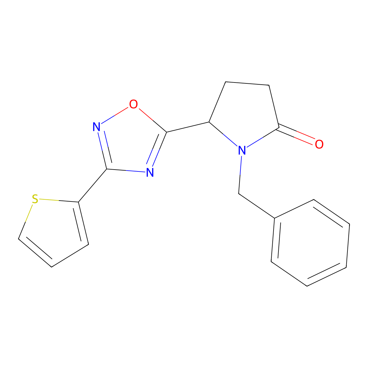 1-Benzyl-5-[3-(2-thienyl)-1,2,4-oxadiazol-5-yl]pyrrolidin-2-one molecular structure, CAS 1171377-32-4
