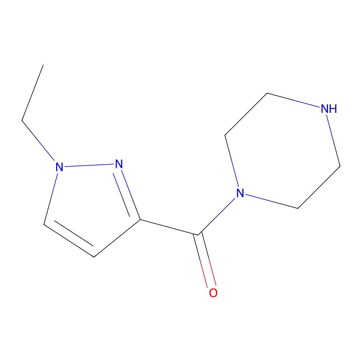 1-[(1-ethyl-1H-pyrazol-3-yl)carbonyl]piperazine molecular structure, CAS 1171377-79-9