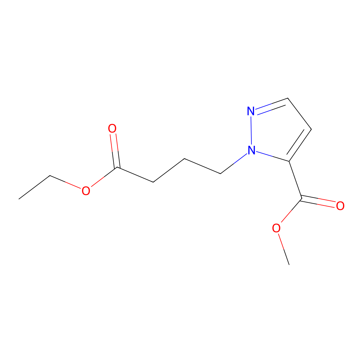 methyl 1-(4-ethoxy-4-oxobutyl)-1H-pyrazole-5-carboxylate molecular structure, CAS 1171386-33-6