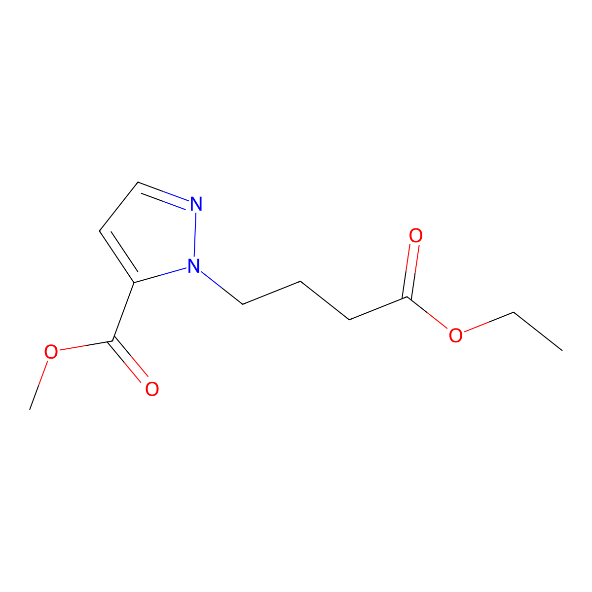 methyl 1-(4-ethoxy-4-oxobutyl)-1H-pyrazole-5-carboxylate molecular structure, CAS 1171386-33-6