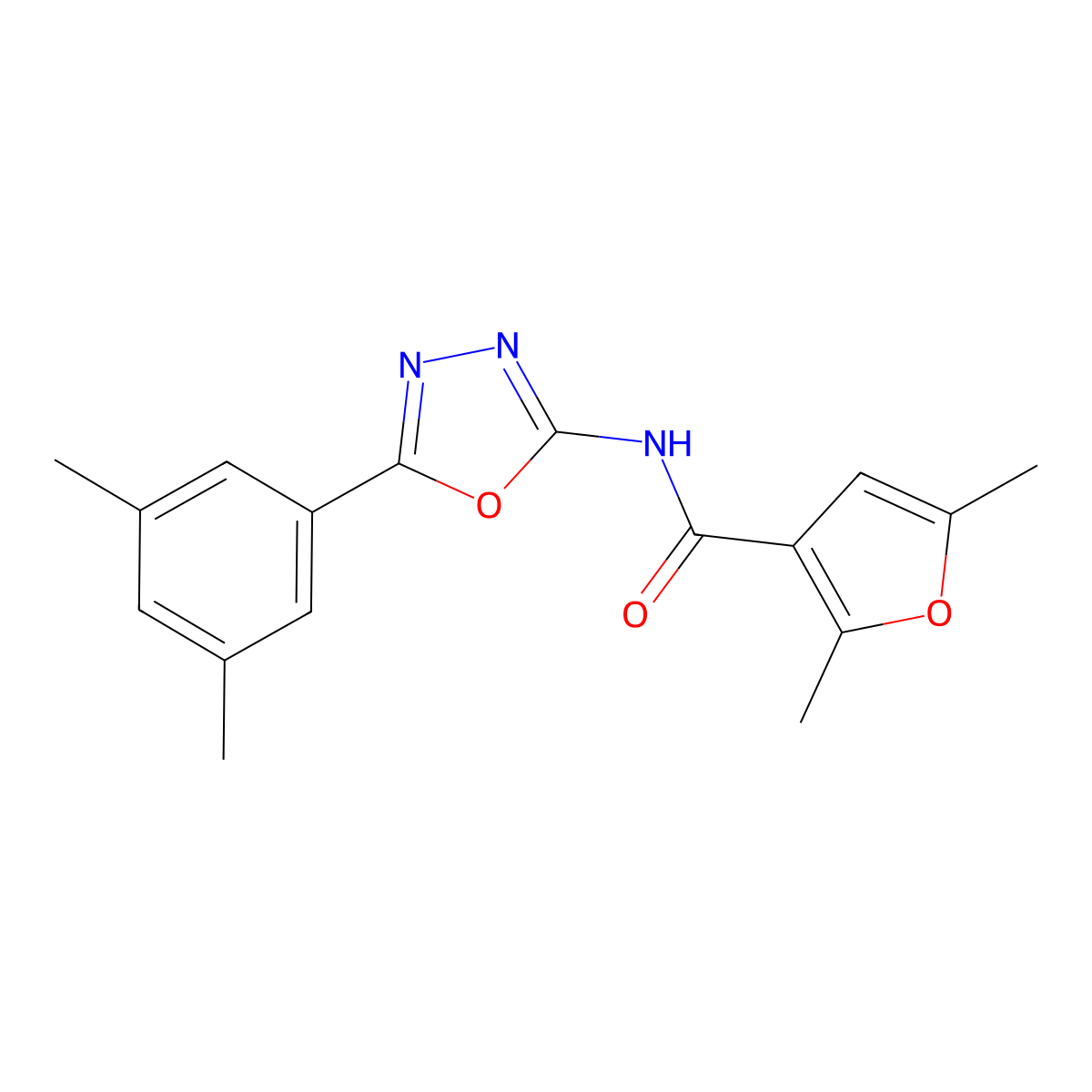 N-[5-(3,5-dimethylphenyl)-1,3,4-oxadiazol-2-yl]-2,5-dimethylfuran-3-carboxamide molecular structure, CAS 1171386-74-5
