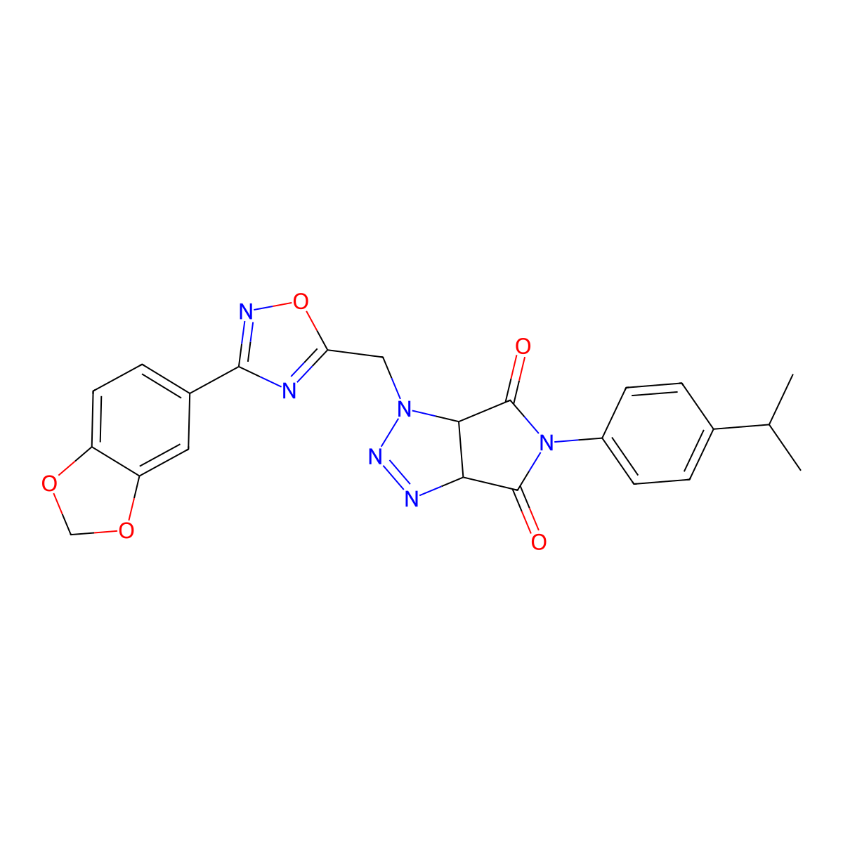 1-((3-(benzo[d][1,3]dioxol-5-yl)-1,2,4-oxadiazol-5-yl)methyl)-5-(4-isopropylphenyl)-1,6a-dihydropyrrolo[3,4-d][1,2,3]triazole-4,6(3aH,5H)-dione molecular structure, CAS 1171389-22-2
