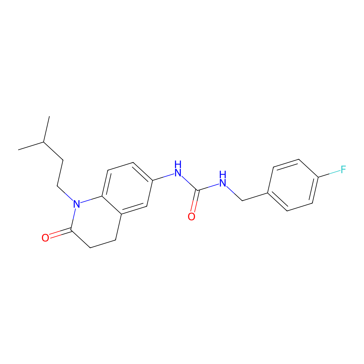 1-[(4-Fluorophenyl)methyl]-3-[1-(3-methylbutyl)-2-oxo-1,2,3,4-tetrahydroquinolin-6-yl]urea molecular structure, CAS 1171390-18-3
