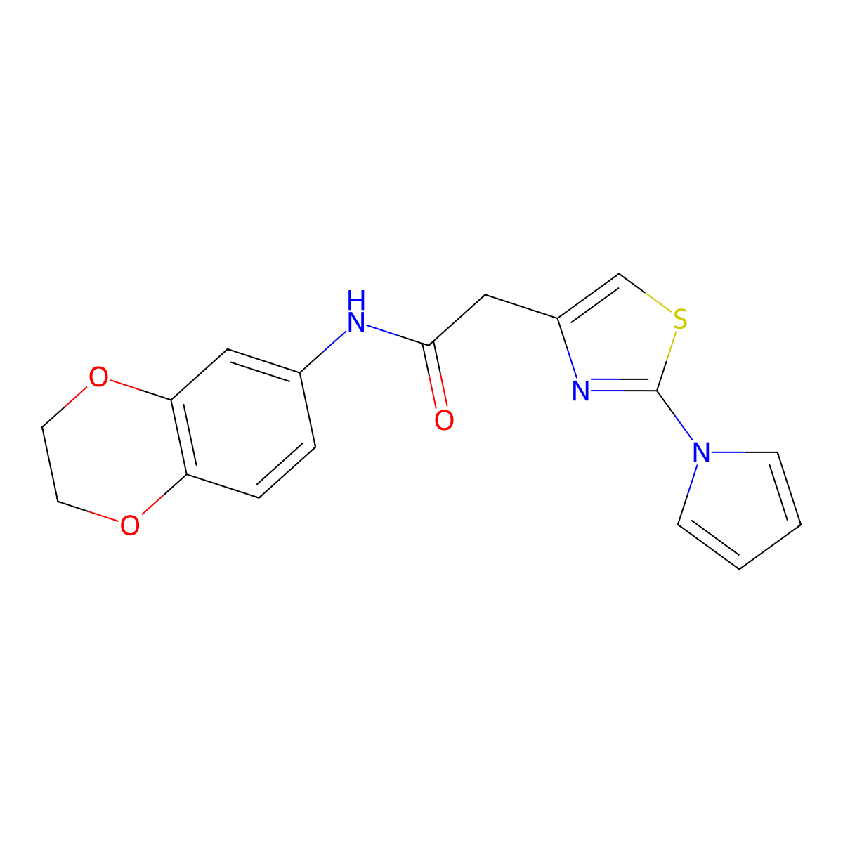 2-(2-(1H-pyrrol-1-yl)thiazol-4-yl)-N-(2,3-dihydrobenzo[b][1,4]dioxin-6-yl)acetamide molecular structure, CAS 1171396-77-2