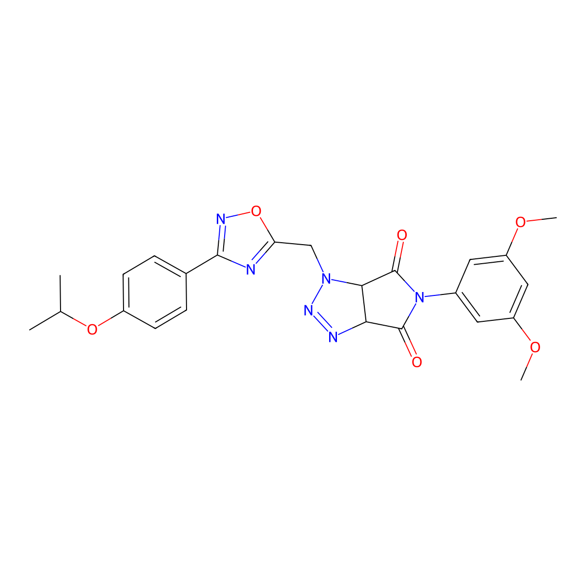 5-(3,5-dimethoxyphenyl)-1-((3-(4-isopropoxyphenyl)-1,2,4-oxadiazol-5-yl)methyl)-1,6a-dihydropyrrolo[3,4-d][1,2,3]triazole-4,6(3aH,5H)-dione molecular structure, CAS 1171398-67-6