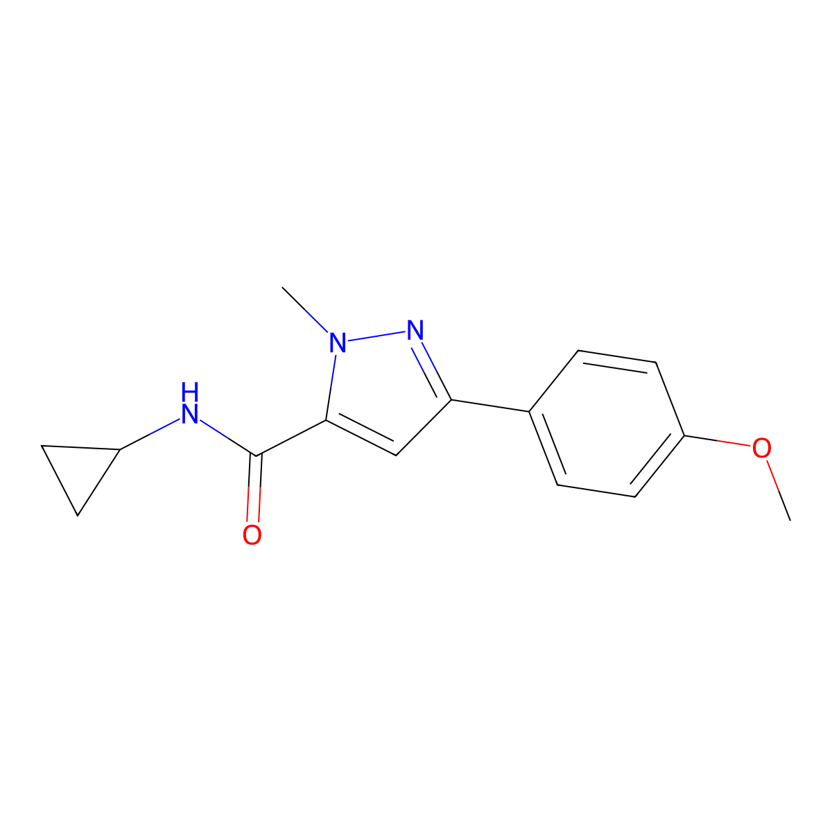 N-cyclopropyl-3-(4-methoxyphenyl)-1-methyl-1H-pyrazole-5-carboxamide molecular structure, CAS 1171398-70-1