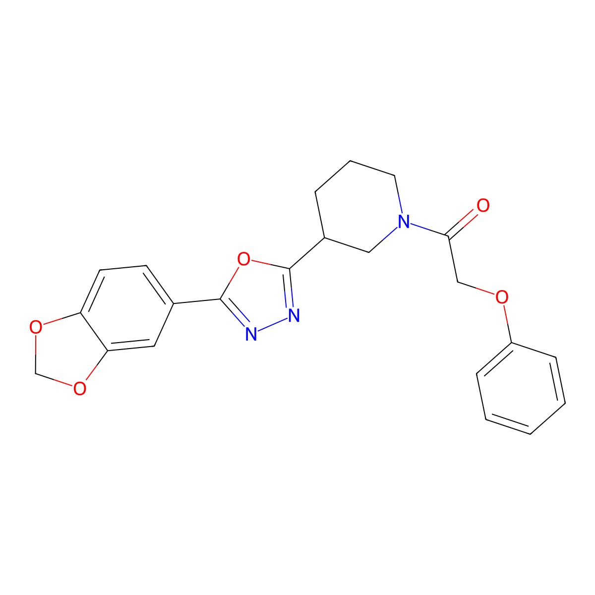 1-(3-(5-(Benzo[d][1,3]dioxol-5-yl)-1,3,4-oxadiazol-2-yl)piperidin-1-yl)-2-phenoxyethanone molecular structure, CAS 1171400-28-4