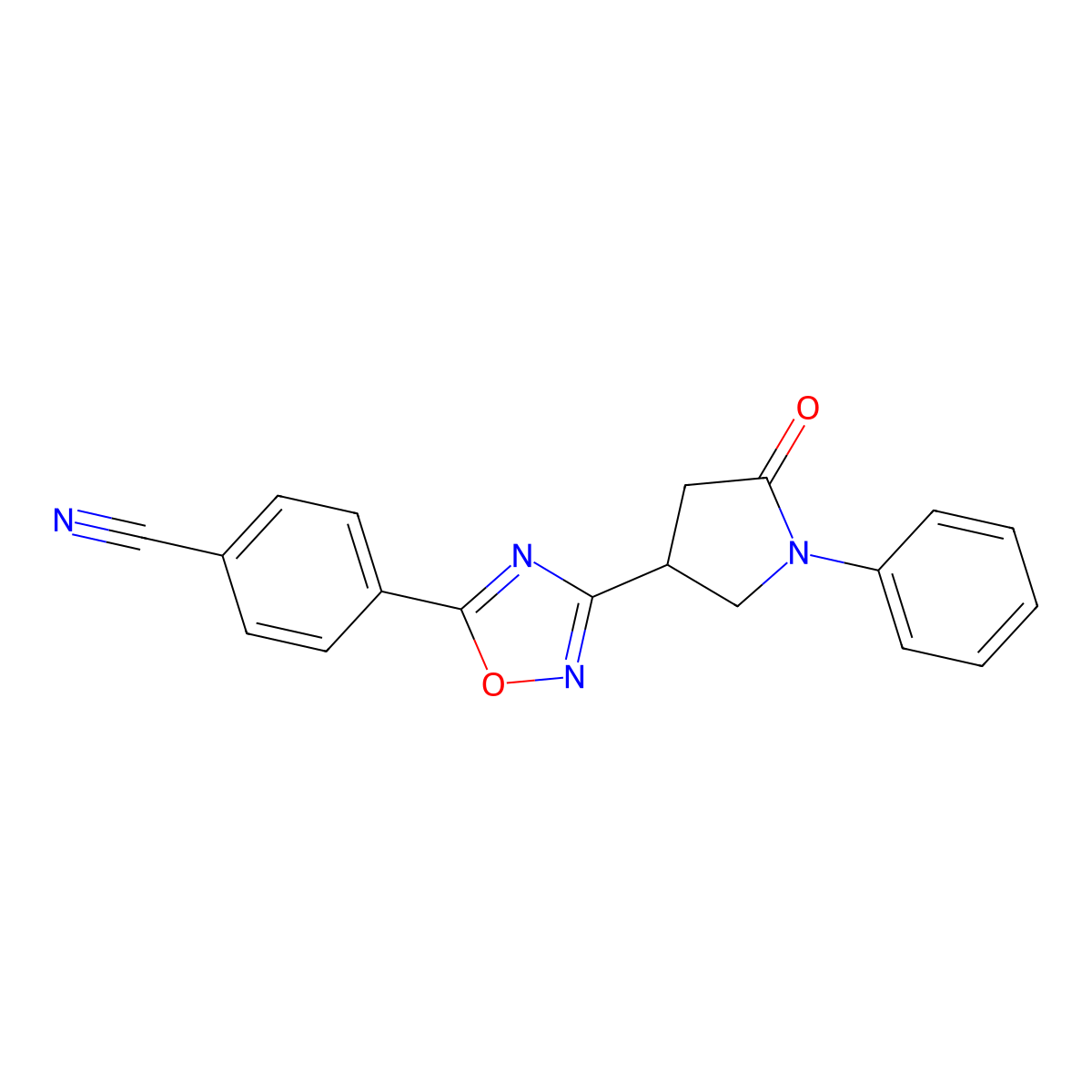 4-[3-(5-Oxo-1-phenylpyrrolidin-3-yl)-1,2,4-oxadiazol-5-yl]benzonitrile molecular structure, CAS 1171400-40-0