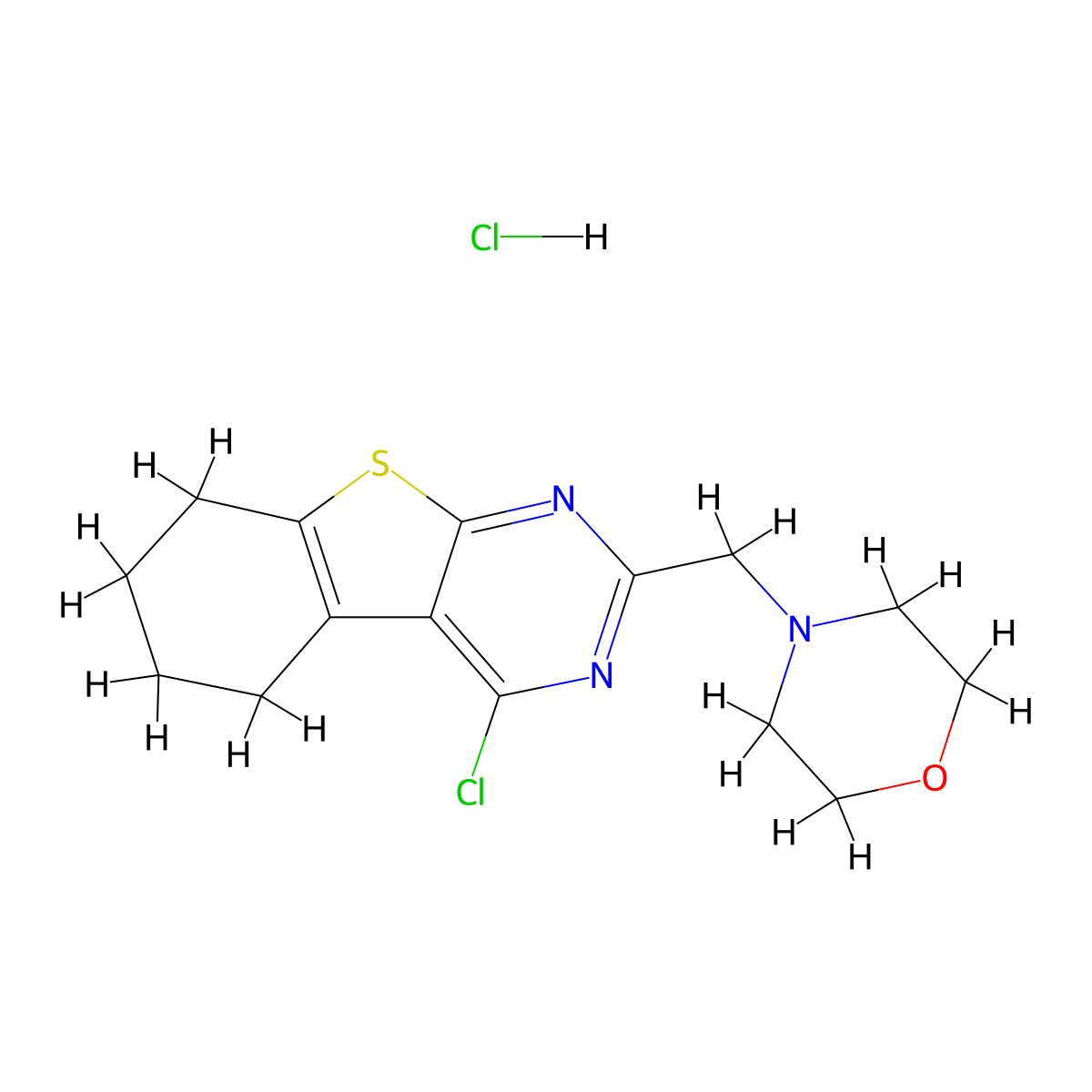 3-Chloro-5-[(morpholin-4-yl)methyl]-8-thia-4,6-diazatricyclo[7.4.0.0,2,7]trideca-1(9),2,4,6-tetraene hydrochloride molecular structure, CAS 1171400-99-9