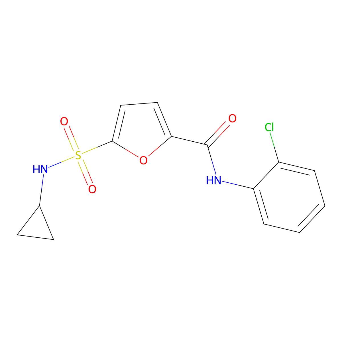 N-(2-chlorophenyl)-5-(cyclopropylsulfamoyl)furan-2-carboxamide molecular structure, CAS 1171404-26-4