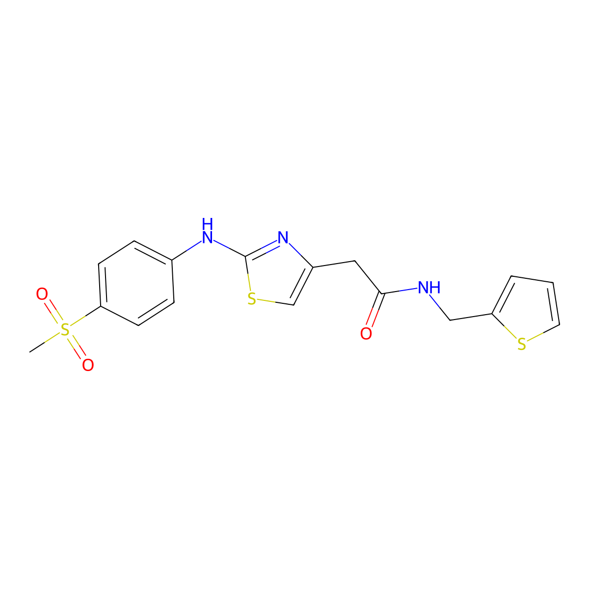 2-{2-[(4-methanesulfonylphenyl)amino]-1,3-thiazol-4-yl}-N-[(thiophen-2-yl)methyl]acetamide molecular structure, CAS 1171404-68-4