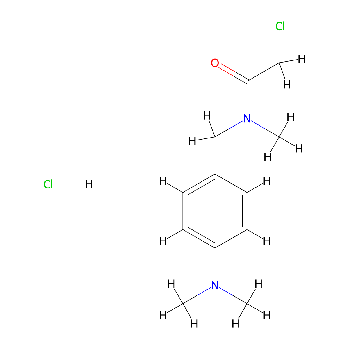 2-chloro-N-{[4-(dimethylamino)phenyl]methyl}-N-methylacetamide hydrochloride molecular structure, CAS 1171407-18-3