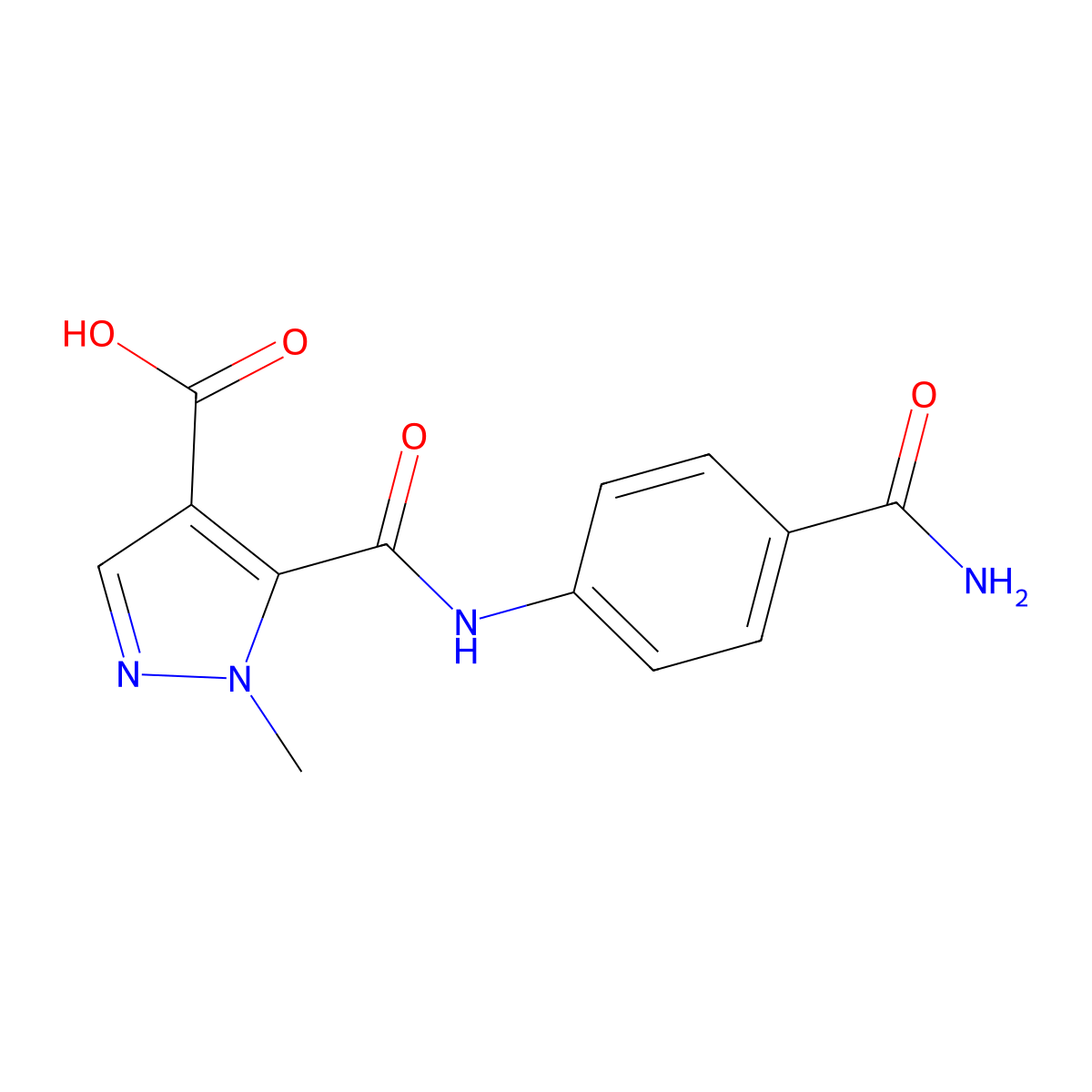 5-[N-(4-carbamoylphenyl)carbamoyl]-1-methylpyrazole-4-carboxylic acid molecular structure, CAS 1171407-91-2