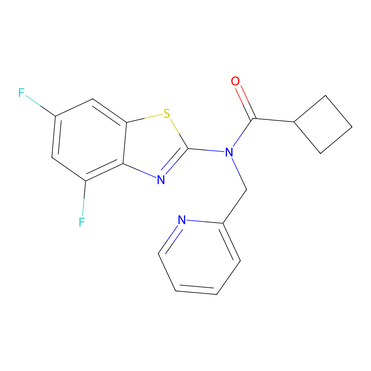 N-(4,6-difluorobenzo[d]thiazol-2-yl)-N-(pyridin-2-ylmethyl)cyclobutanecarboxamide molecular structure, CAS 1171408-22-2