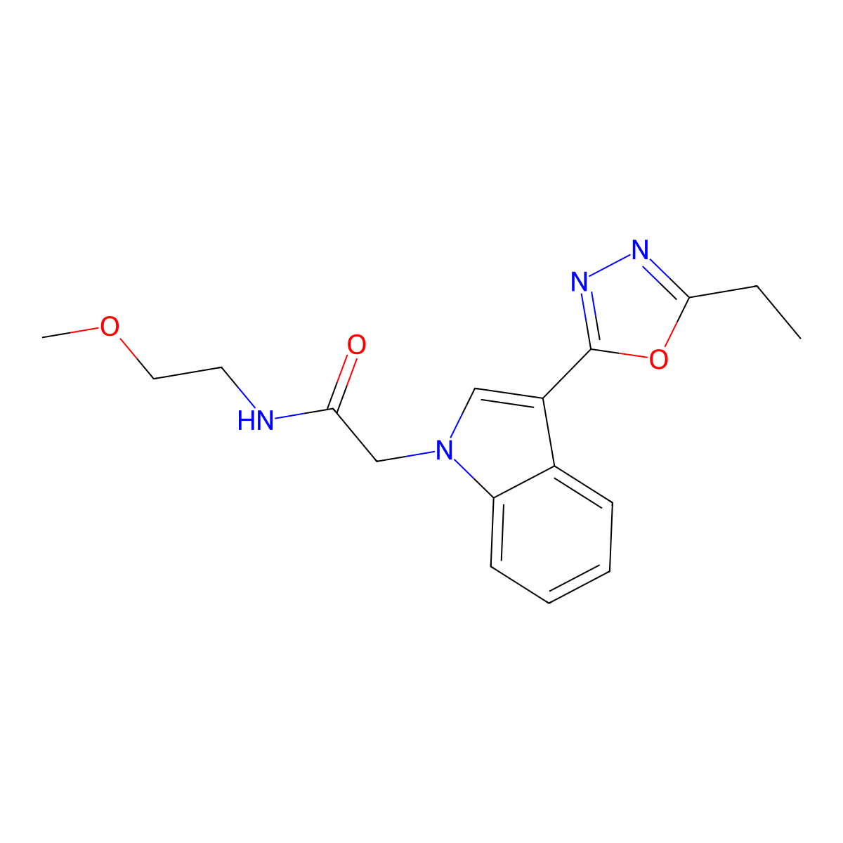 2-[3-(5-ethyl-1,3,4-oxadiazol-2-yl)-1H-indol-1-yl]-N-(2-methoxyethyl)acetamide molecular structure, CAS 1171409-10-1