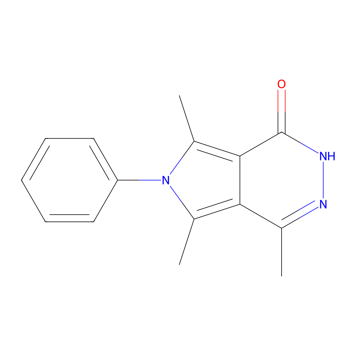 4,5,7-Trimethyl-6-phenyl-2,6-dihydro-1H-pyrrolo[3,4-d]pyridazin-1-one molecular structure, CAS 1171410-42-6