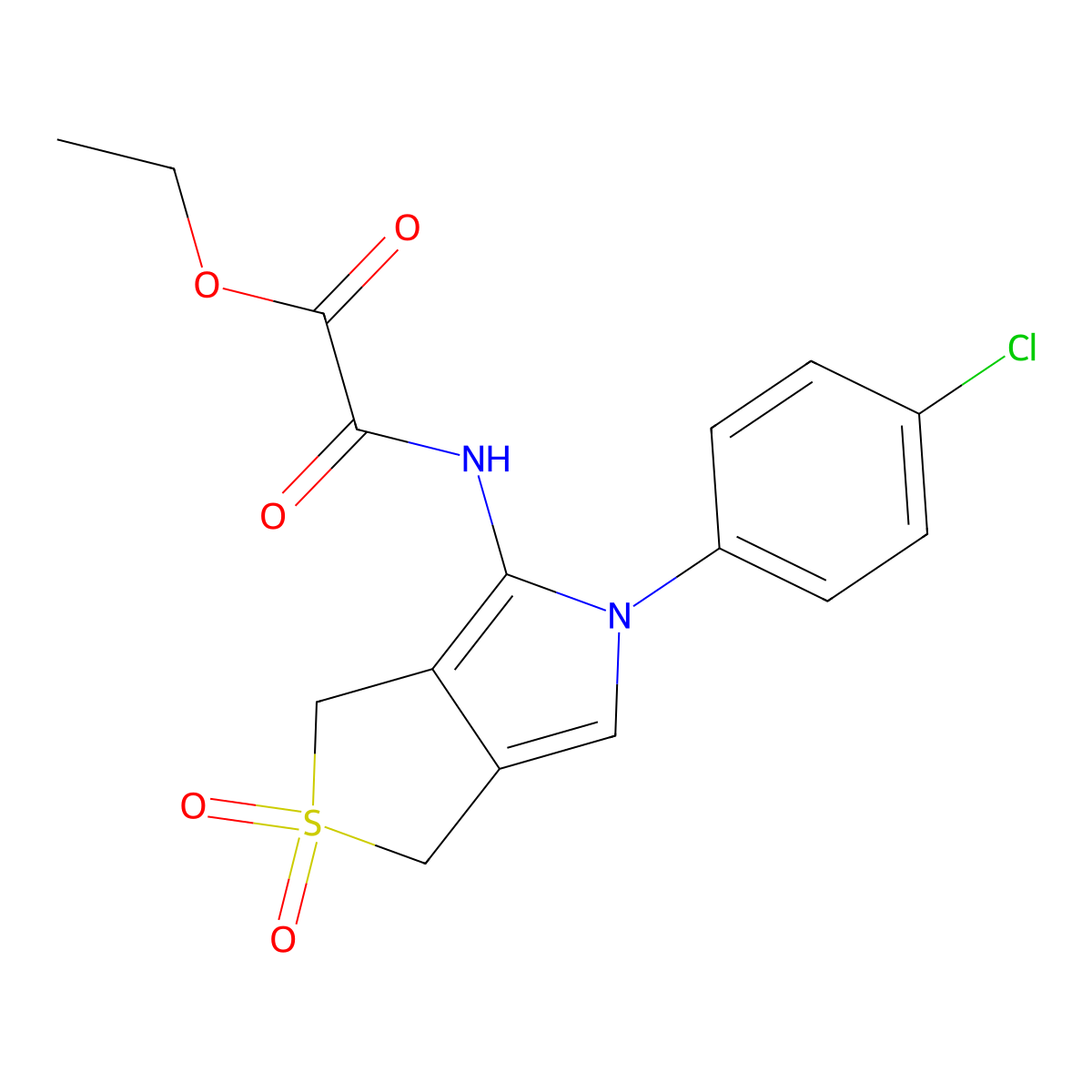 ethyl 2-((5-(4-chlorophenyl)-2,2-dioxido-3,5-dihydro-1H-thieno[3,4-c]pyrrol-4-yl)amino)-2-oxoacetate molecular structure, CAS 1171413-41-4