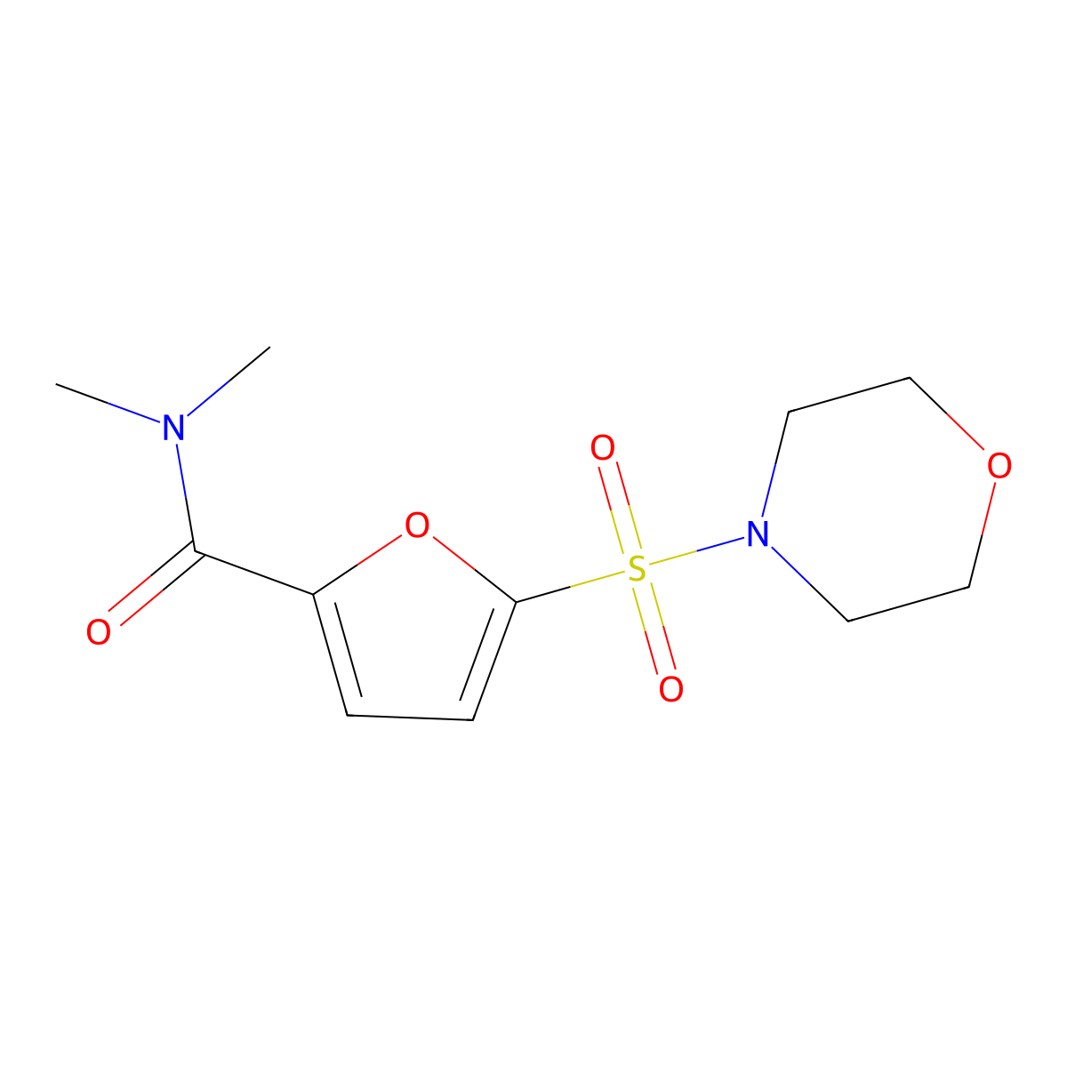N,N-dimethyl-5-(morpholine-4-sulfonyl)furan-2-carboxamide molecular structure, CAS 1171413-91-4