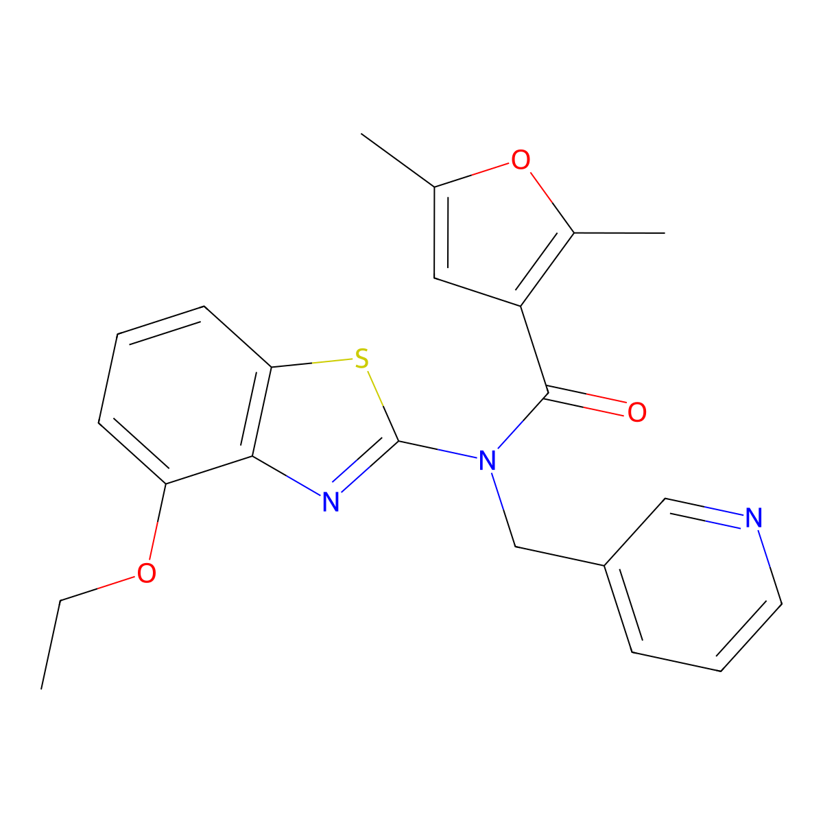 N-(4-ethoxybenzo[d]thiazol-2-yl)-2,5-dimethyl-N-(pyridin-3-ylmethyl)furan-3-carboxamide molecular structure, CAS 1171414-54-2