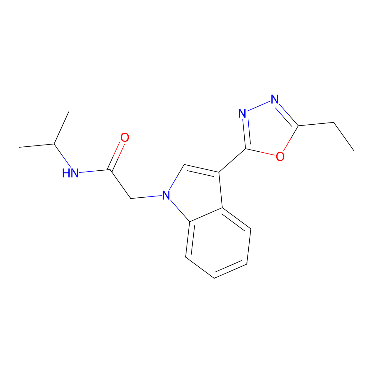 2-(3-(5-ethyl-1,3,4-oxadiazol-2-yl)-1H-indol-1-yl)-N-isopropylacetamide molecular structure, CAS 1171414-66-6