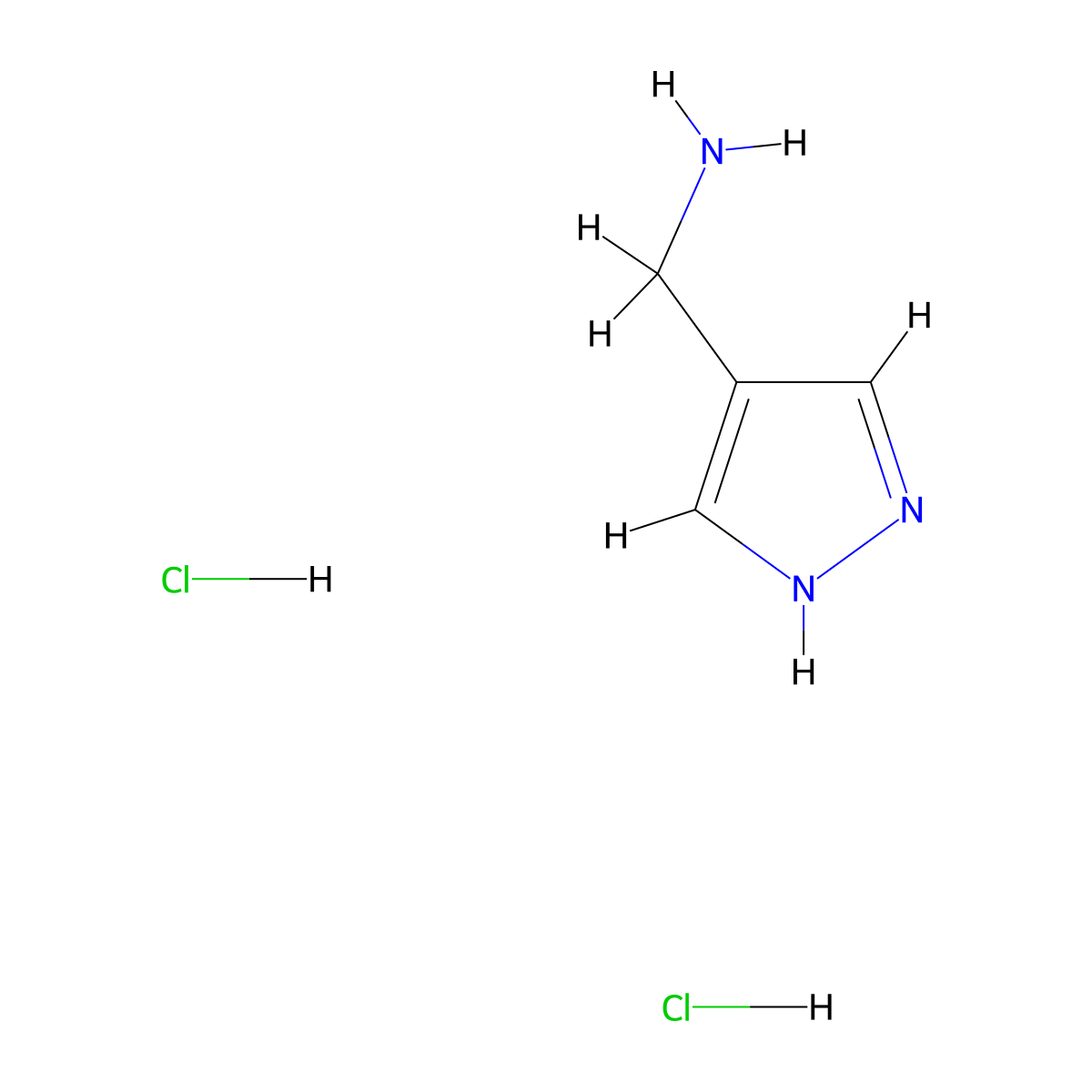 (1H-pyrazol-4-yl)methanamine dihydrochloride molecular structure, CAS 1171417-91-6
