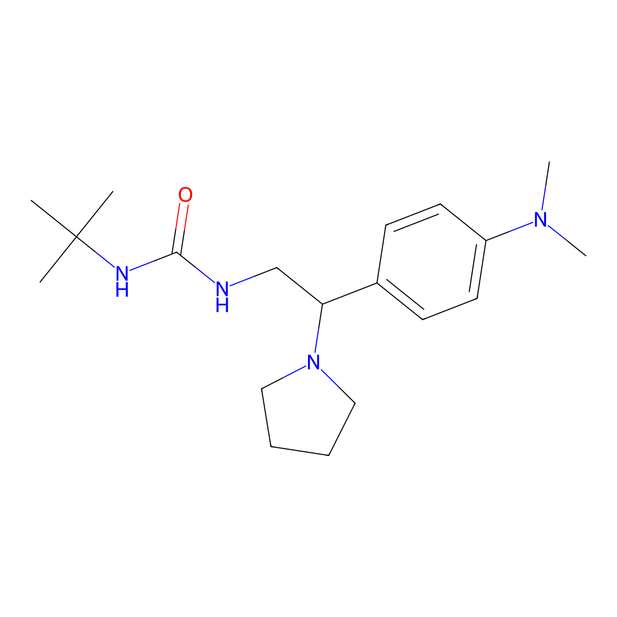 1-(Tert-butyl)-3-(2-(4-(dimethylamino)phenyl)-2-(pyrrolidin-1-yl)ethyl)urea molecular structure, CAS 1171419-62-7