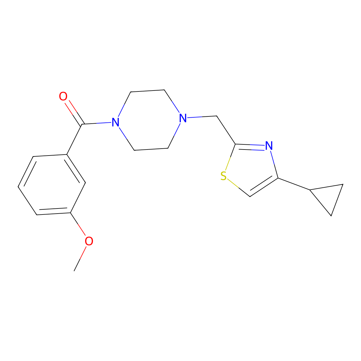 (4-((4-Cyclopropylthiazol-2-yl)methyl)piperazin-1-yl)(3-methoxyphenyl)methanone molecular structure, CAS 1171421-30-9