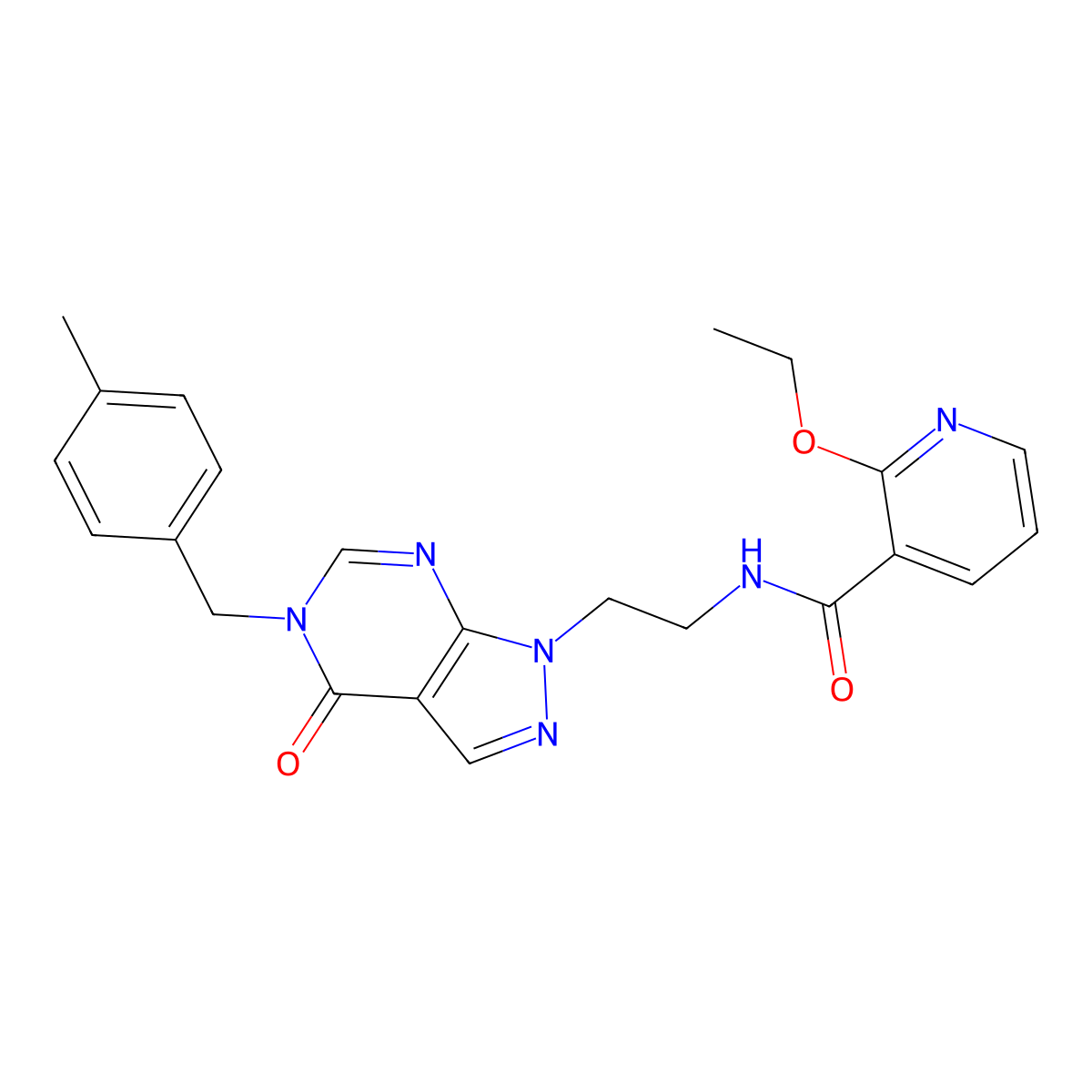 2-ethoxy-N-(2-(5-(4-methylbenzyl)-4-oxo-4,5-dihydro-1H-pyrazolo[3,4-d]pyrimidin-1-yl)ethyl)nicotinamide molecular structure, CAS 1171421-37-6