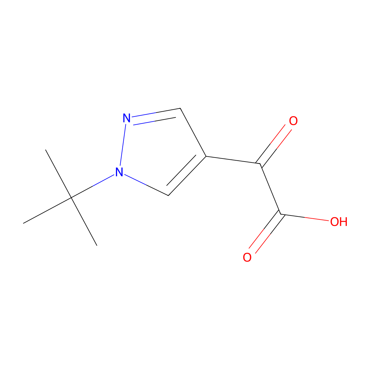 2-(1-tert-butyl-1H-pyrazol-4-yl)-2-oxoacetic acid molecular structure, CAS 1171422-69-7
