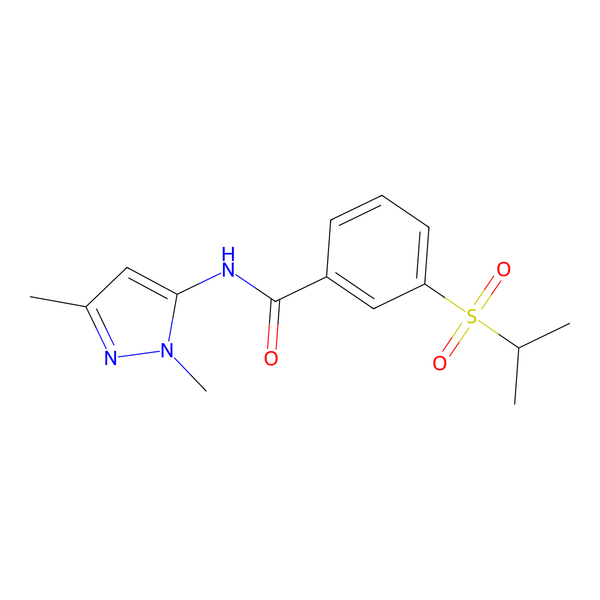 N-(1,3-dimethyl-1H-pyrazol-5-yl)-3-(isopropylsulfonyl)benzamide molecular structure, CAS 1171425-05-0
