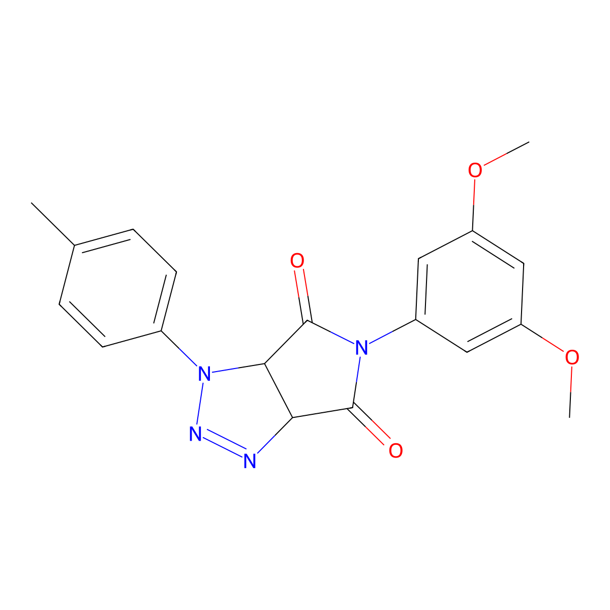 5-(3,5-dimethoxyphenyl)-1-(4-methylphenyl)-1H,3aH,4H,5H,6H,6aH-pyrrolo[3,4-d][1,2,3]triazole-4,6-dione molecular structure, CAS 1171425-73-2