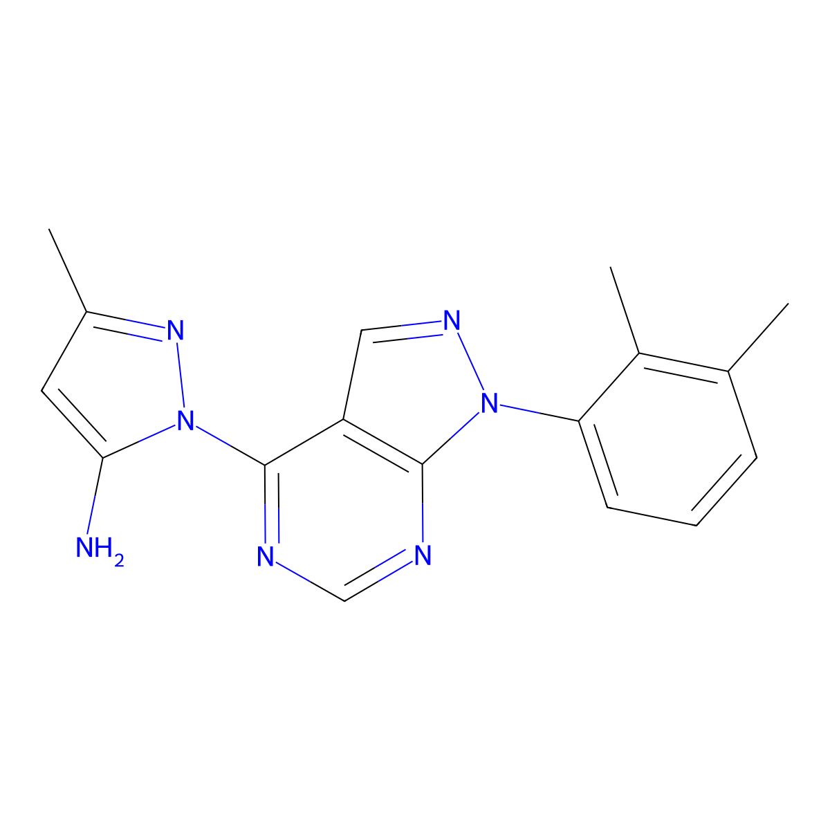 1-[1-(2,3-dimethylphenyl)-1H-pyrazolo[3,4-d]pyrimidin-4-yl]-3-methyl-1H-pyrazol-5-amine molecular structure, CAS 1171426-28-0
