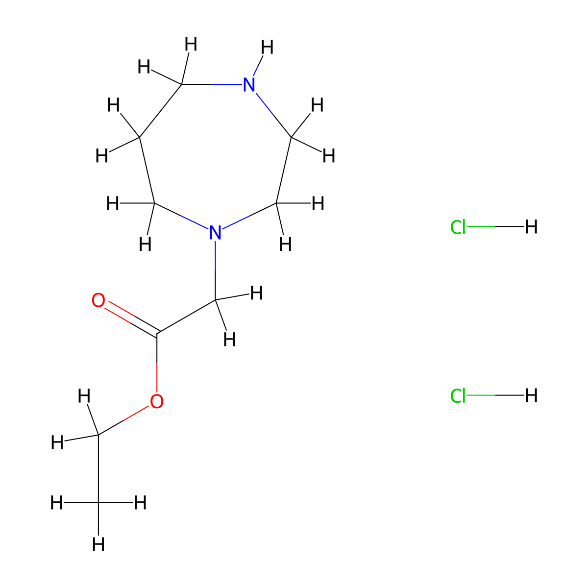 Ethyl 2-(1,4-diazepan-1-yl)acetate dihydrochloride molecular structure, CAS 1171427-48-7