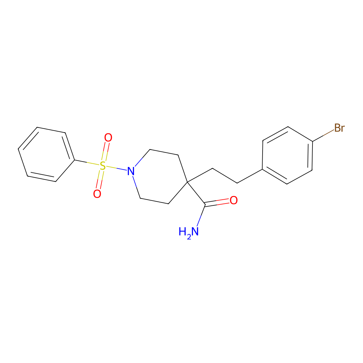 4-(4-Bromophenethyl)-1-(phenylsulfonyl)piperidine-4-carboxamide molecular structure, CAS 1171429-13-2