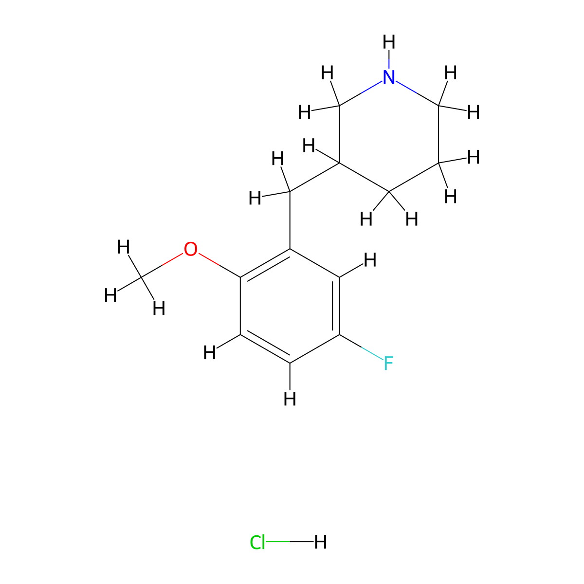 3-(5-Fluoro-2-methoxy-benzyl)-piperidine hydrochloride molecular structure, CAS 1171433-31-0