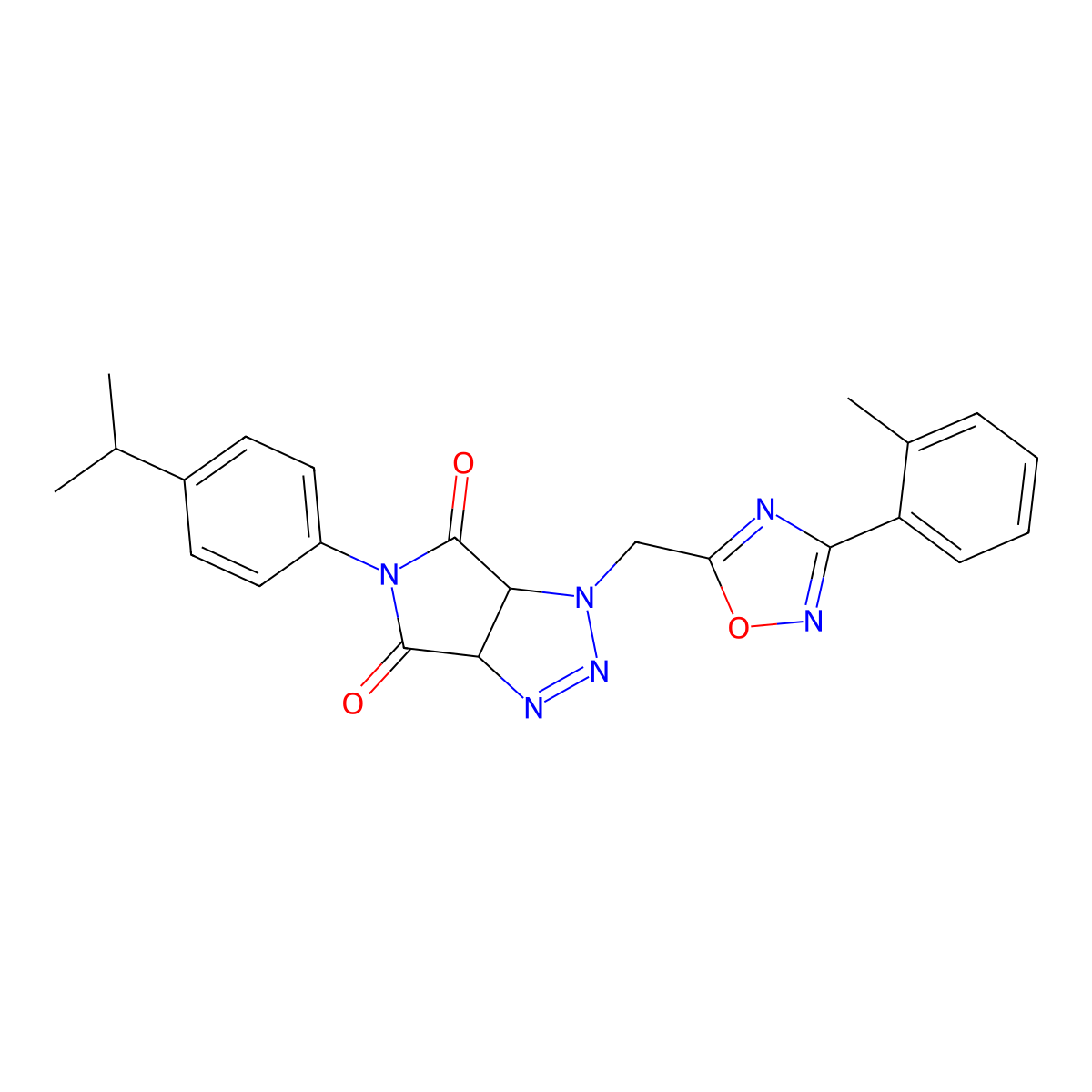 5-(4-isopropylphenyl)-1-((3-(o-tolyl)-1,2,4-oxadiazol-5-yl)methyl)-1,6a-dihydropyrrolo[3,4-d][1,2,3]triazole-4,6(3aH,5H)-dione molecular structure, CAS 1171433-87-6