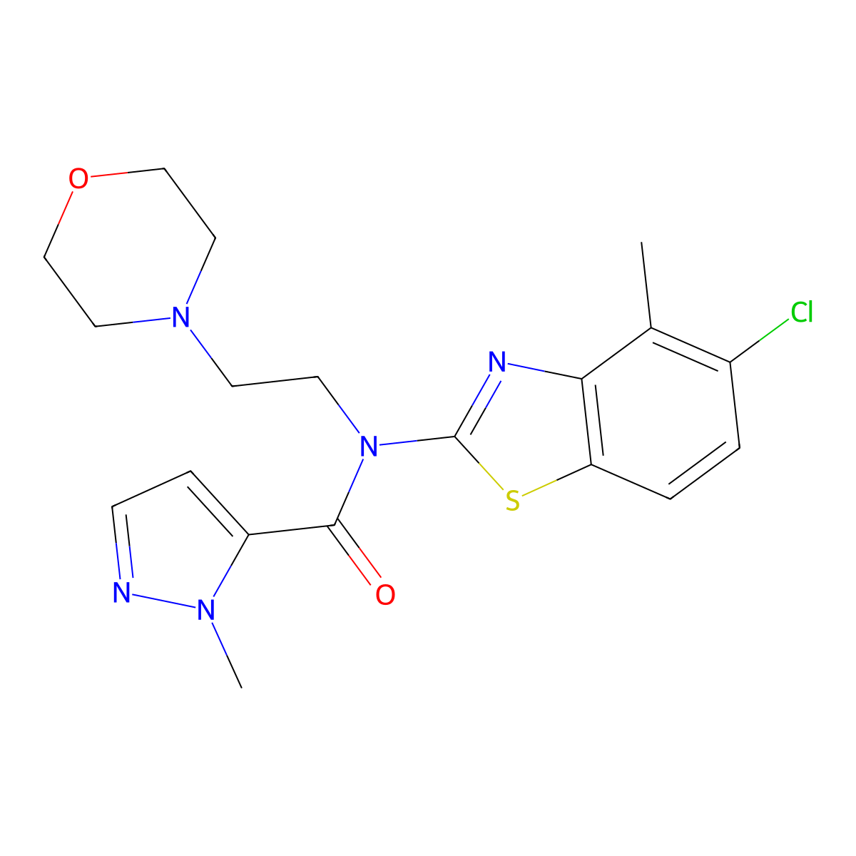 N-(5-Chloro-4-methylbenzo[d]thiazol-2-yl)-1-methyl-N-(2-morpholinoethyl)-1H-pyrazole-5-carboxamide molecular structure, CAS 1171433-98-9