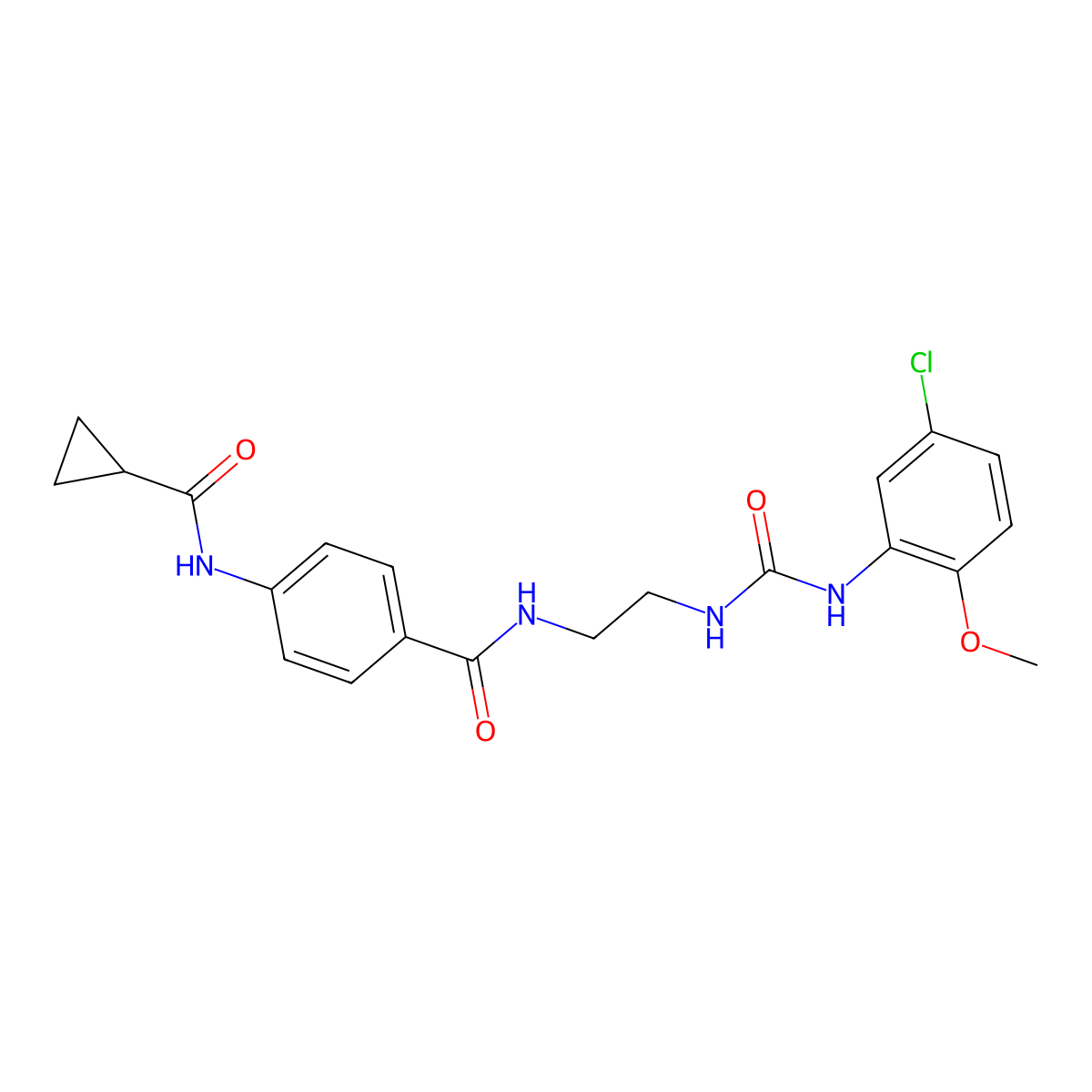 N-(2-(3-(5-chloro-2-methoxyphenyl)ureido)ethyl)-4-(cyclopropanecarboxamido)benzamide molecular structure, CAS 1171434-17-5