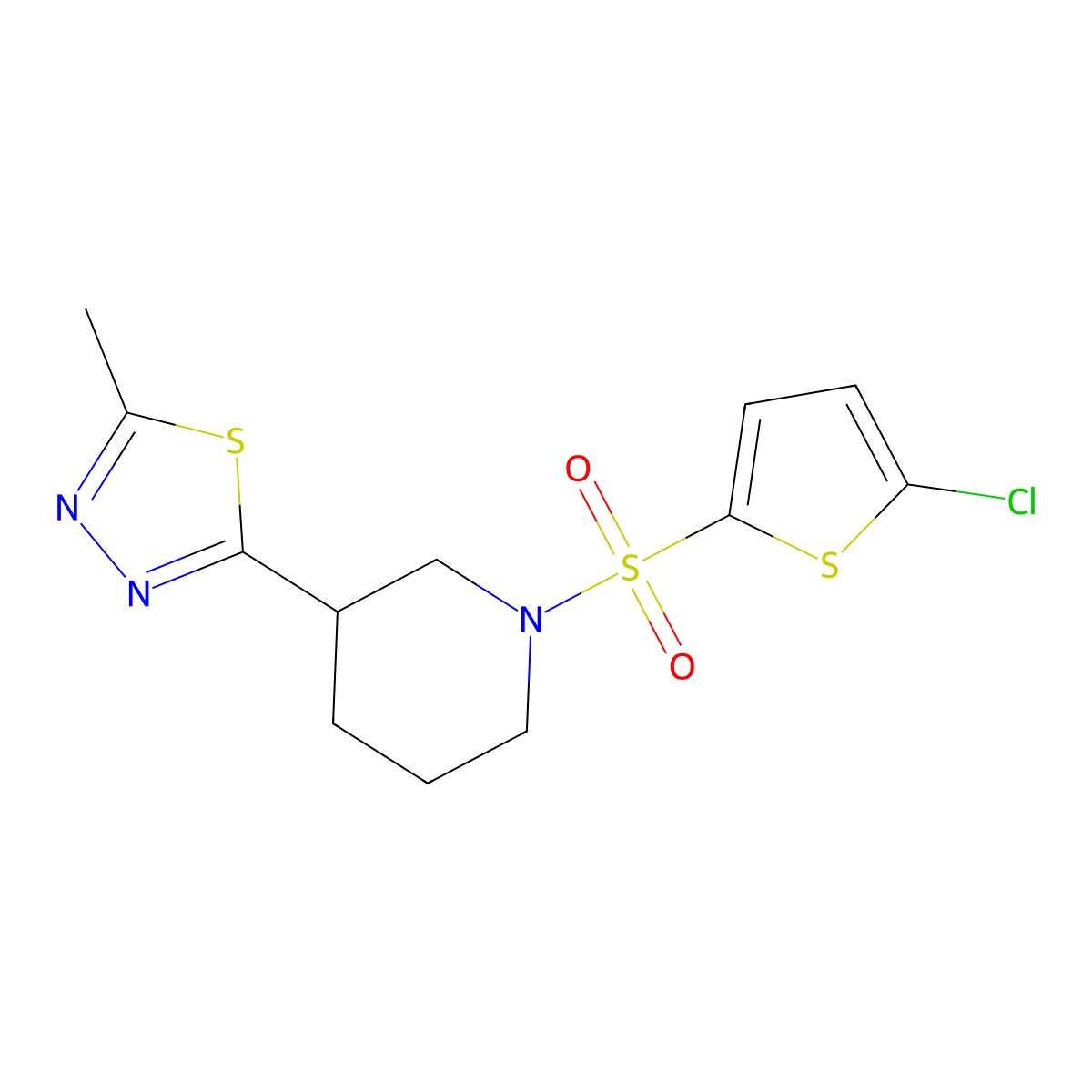 2-(1-((5-Chlorothiophen-2-yl)sulfonyl)piperidin-3-yl)-5-methyl-1,3,4-thiadiazole molecular structure, CAS 1171435-97-4
