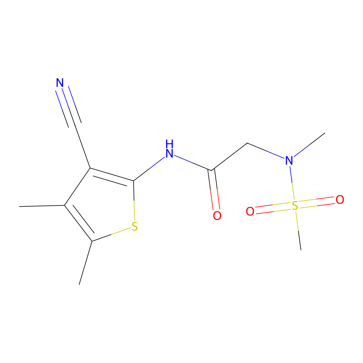 N-(3-cyano-4,5-dimethylthiophen-2-yl)-2-(N-methylmethanesulfonamido)acetamide molecular structure, CAS 1171436-33-1