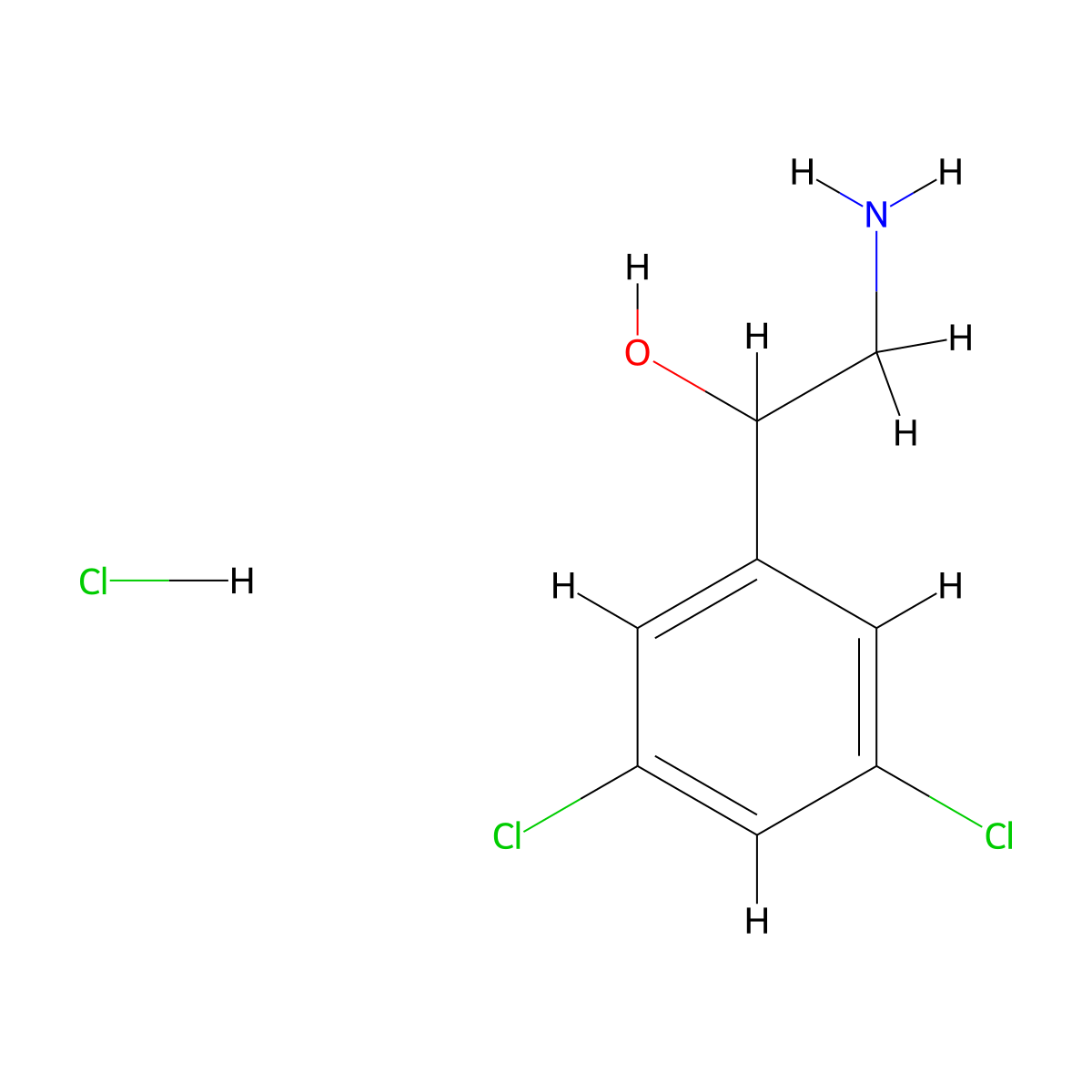 2-Hydroxy-2-(3,5-dichlorophenyl)ethylamine hcl molecular structure, CAS 1171436-34-2