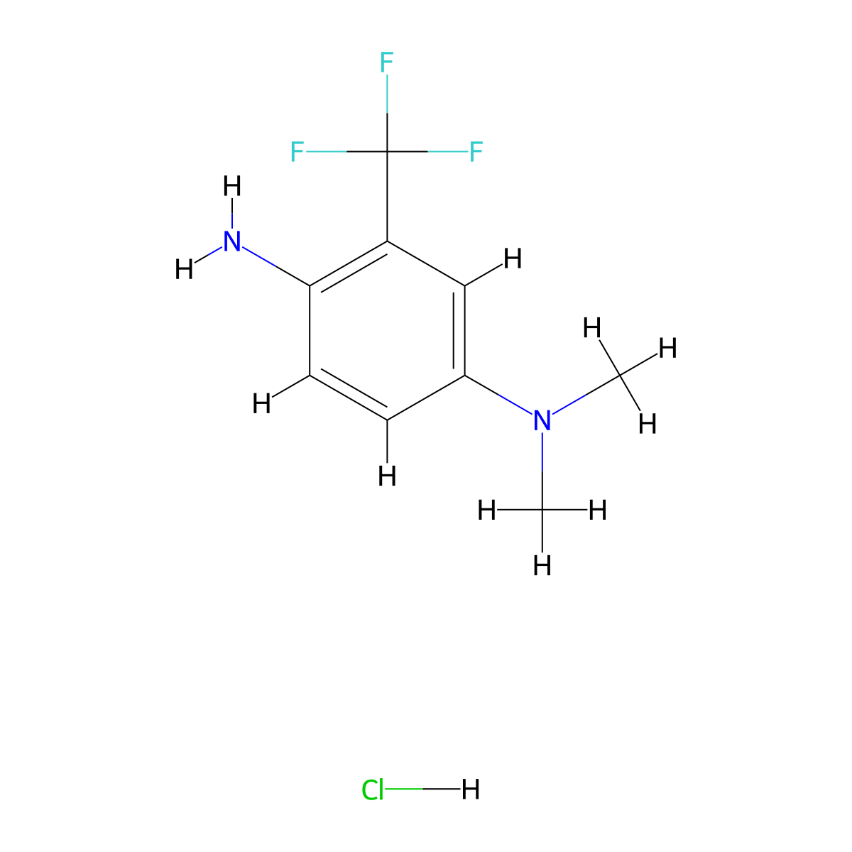 N1,N1-dimethyl-3-(trifluoromethyl)benzene-1,4-diamine hydrochloride molecular structure, CAS 1171438-47-3