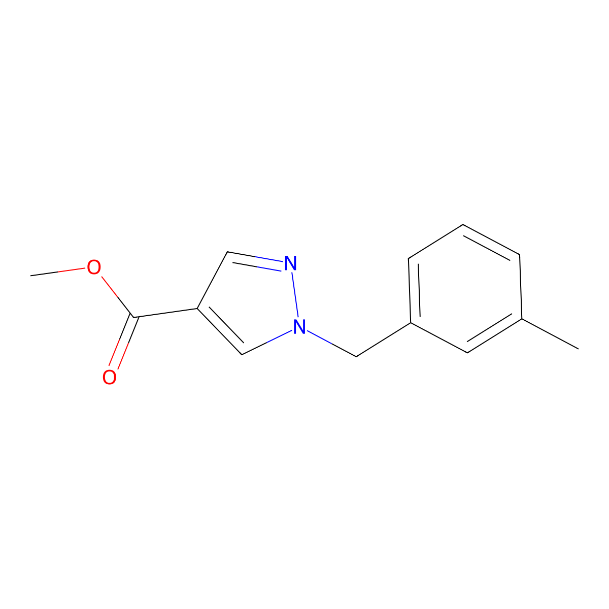 methyl 1-(3-methylbenzyl)-1H-pyrazole-4-carboxylate molecular structure, CAS 1171439-20-5