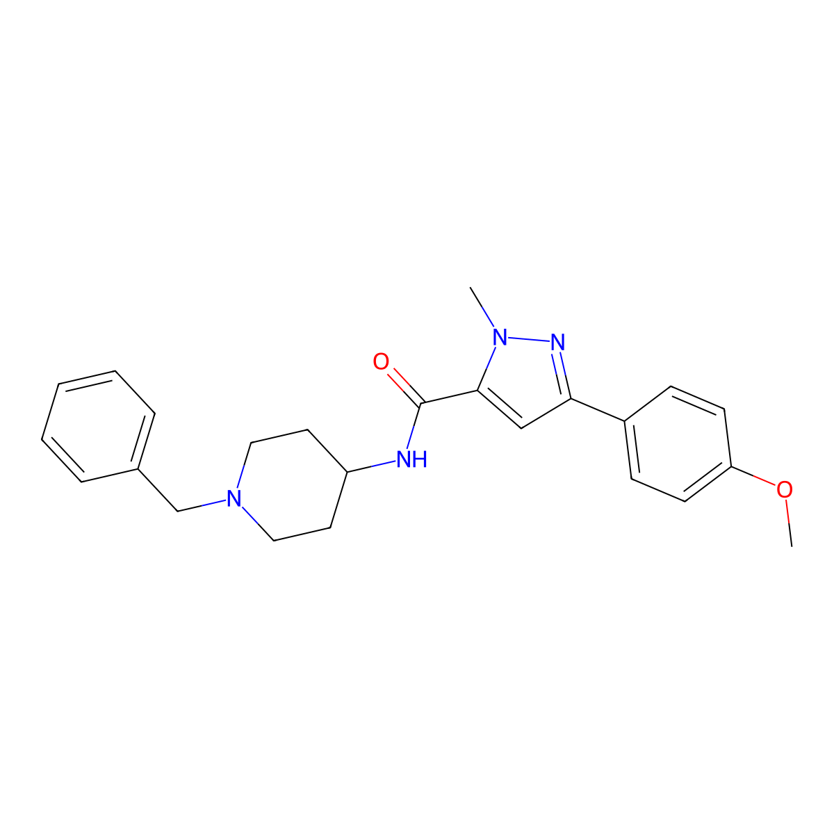 N-(1-benzylpiperidin-4-yl)-3-(4-methoxyphenyl)-1-methyl-1H-pyrazole-5-carboxamide molecular structure, CAS 1171440-73-5