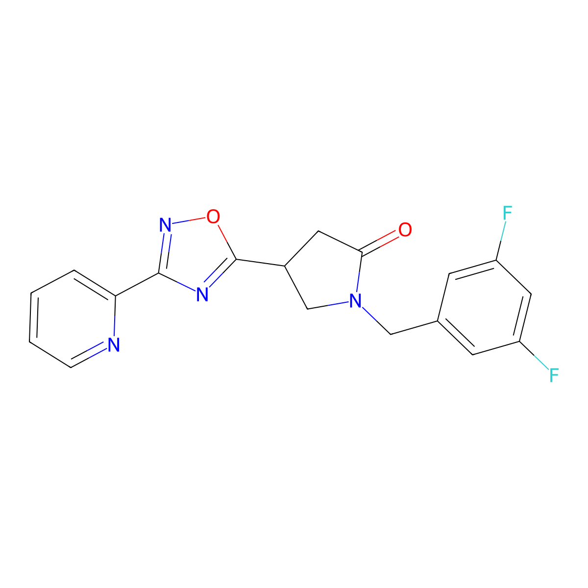 1-(3,5-Difluorobenzyl)-4-(3-(pyridin-2-yl)-1,2,4-oxadiazol-5-yl)pyrrolidin-2-one molecular structure, CAS 1171443-19-8